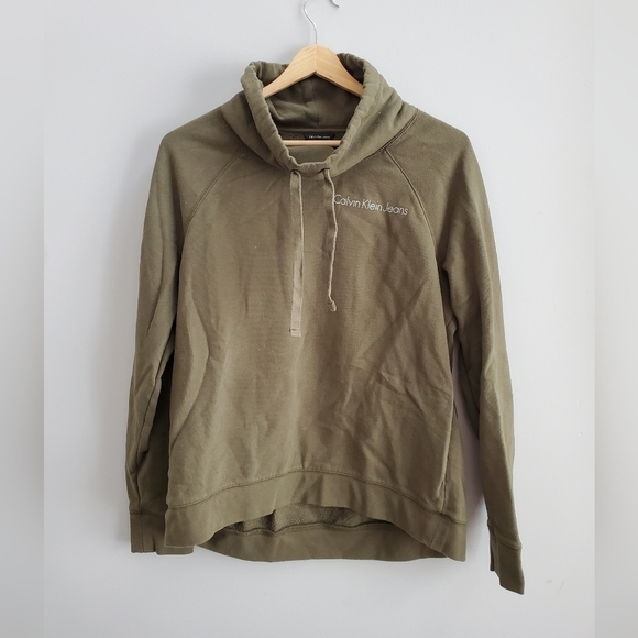 Calvin klein army green cowl neck pullover. Womens medium. VGUC - Picture 3 of 7